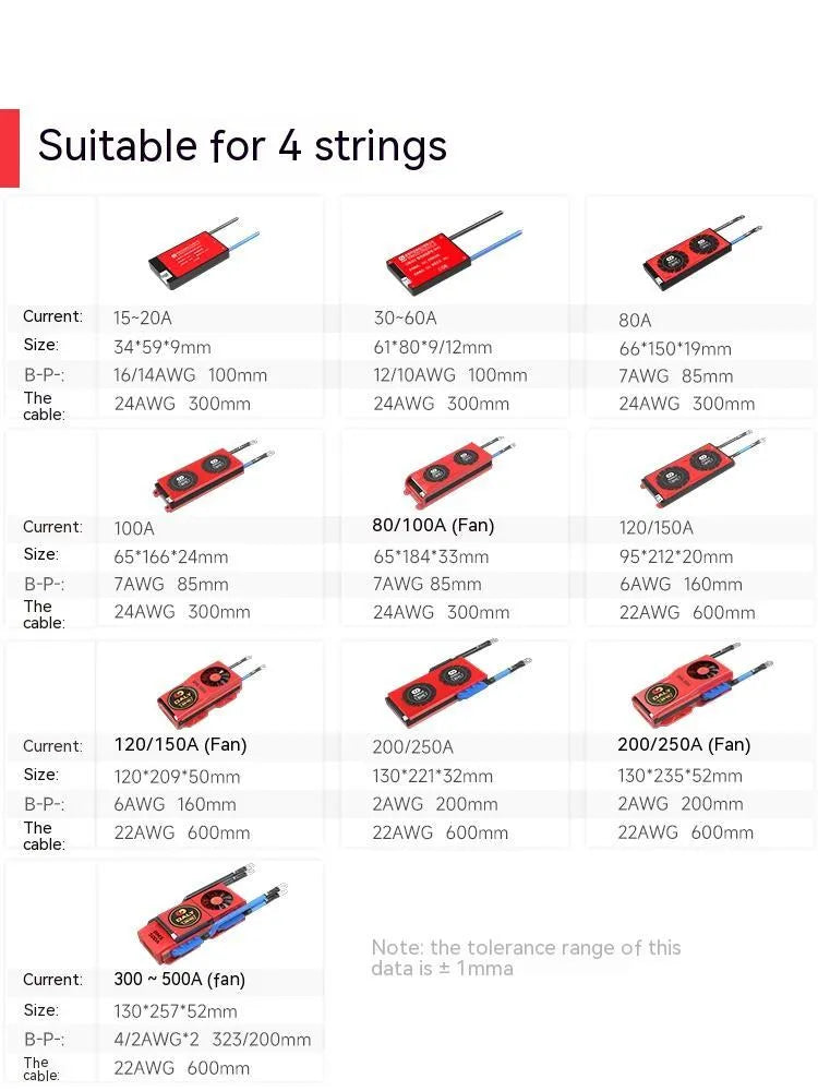 Dali lithium iron phosphate battery protection board BMS for 12V 4S LiFePO4 battery packs