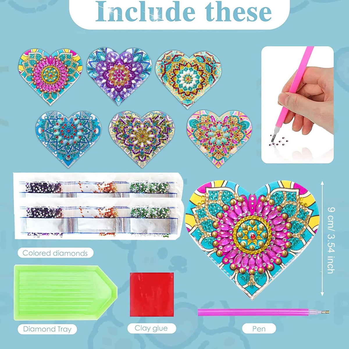Six handmade crystal flower bookmarks on PU leather with modern simplicity frameless design