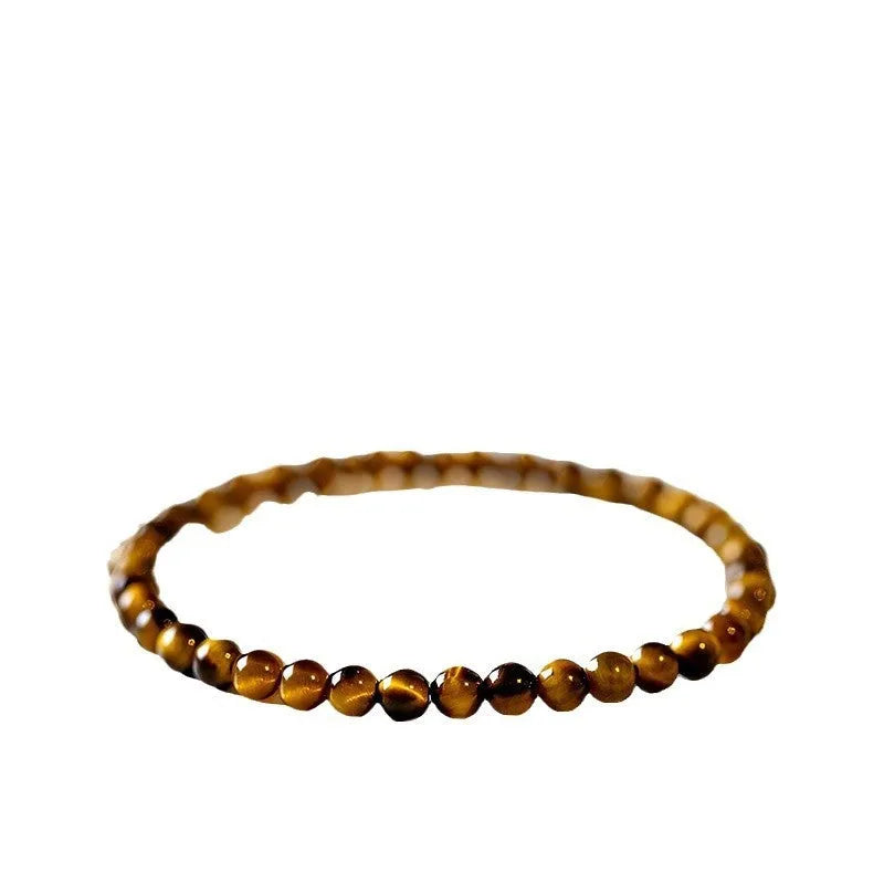Handmade Tigereye stone bracelet with geometric round beads in New Chinese style.