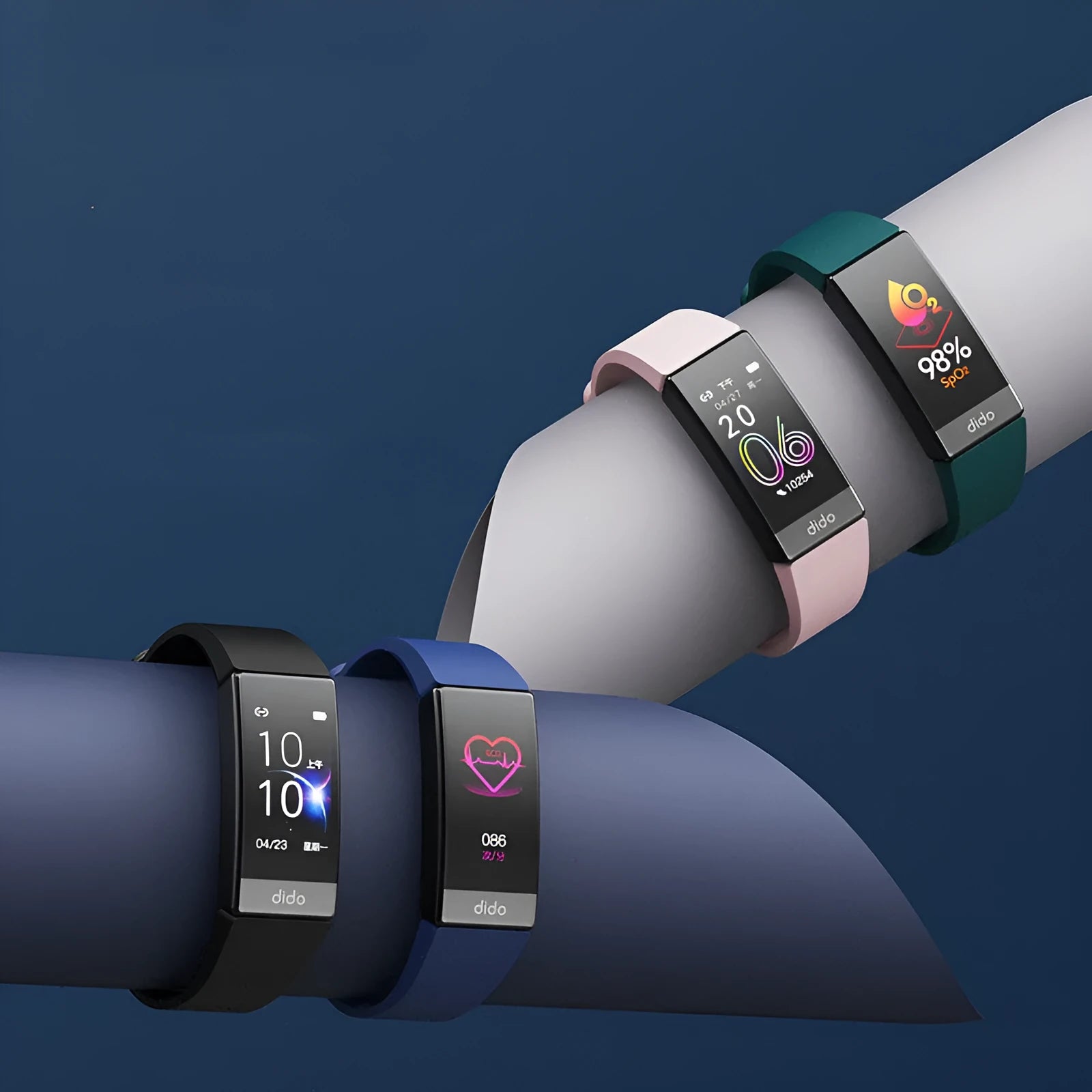Black smart watch with ECG, blood pressure, and blood oxygen monitoring on a wrist.