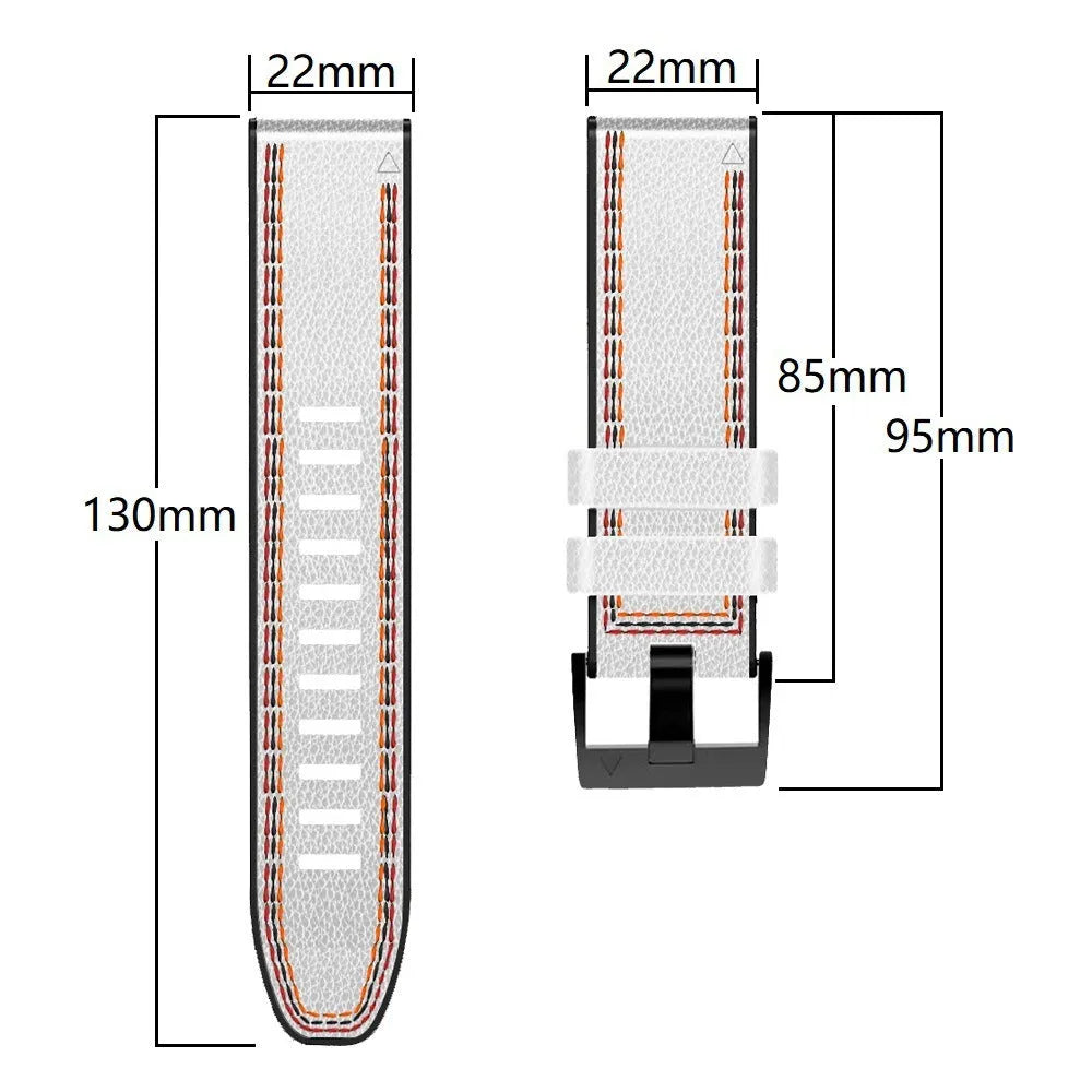 Silicone leather quick release watchband for Garmin Fenix smartwatches in 22mm and 26mm sizes