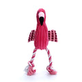 Pink animal-shaped corduroy dog toy with a squeaker inside on a white background.
