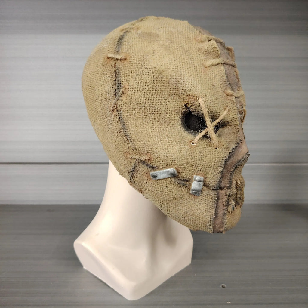 Scar skull latex Halloween mask head cover showing horror design details