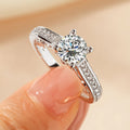 Women's electroplated copper zircon ring in K White or K Yellow with geometric design