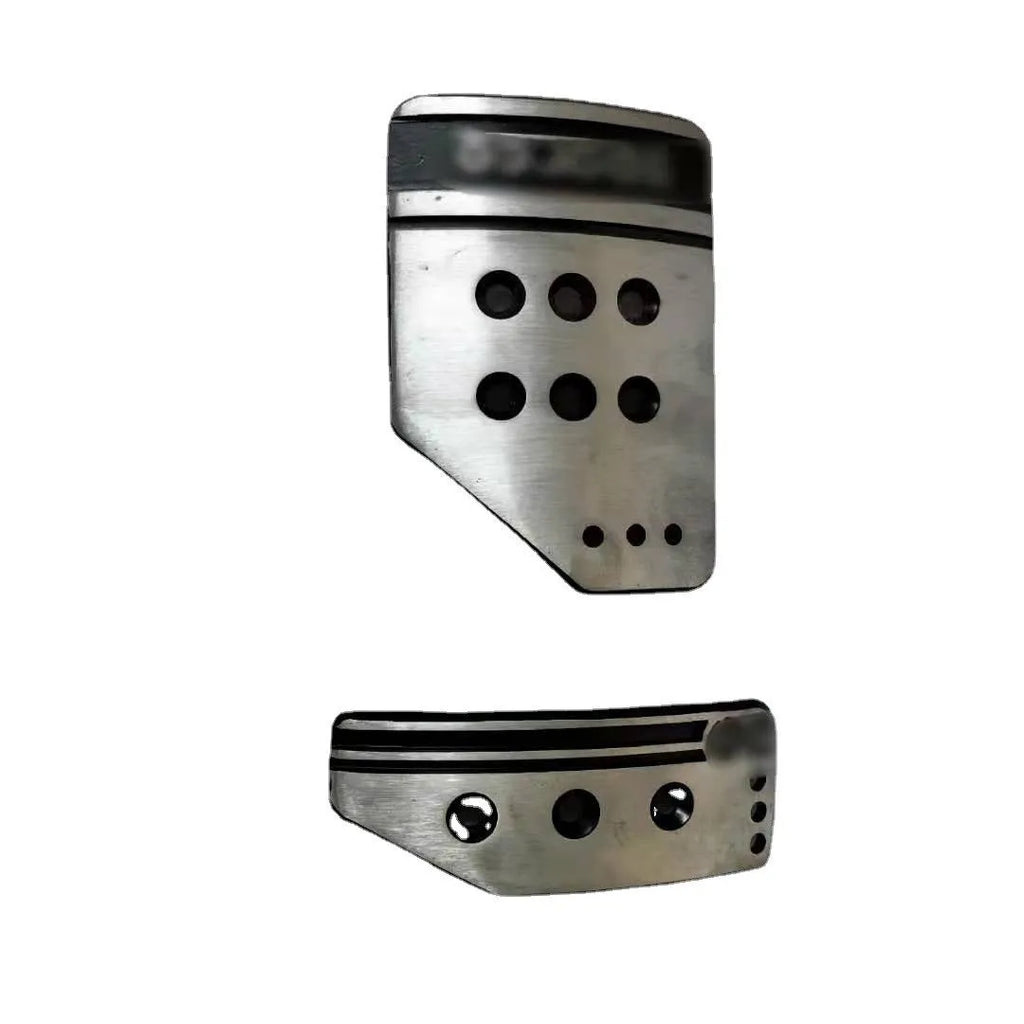 Aluminium alloy manual transmission car pedal set showing brake, accelerator and clutch pedals with SPC design pattern