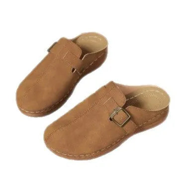 Women's casual wedge slipper in a choice of colours, showing closed toe and rubber sole.
