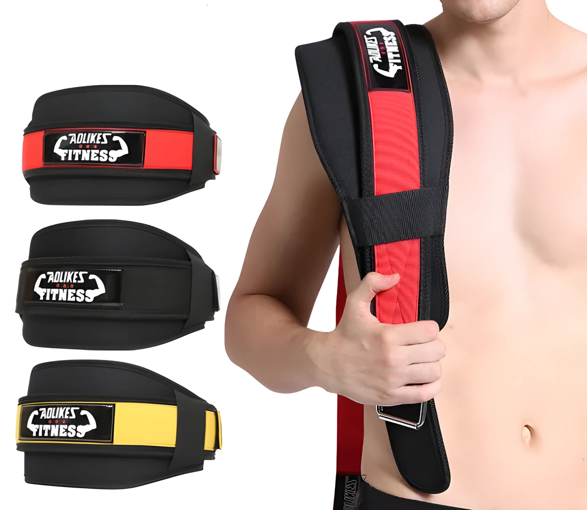 Black nylon fitness weightlifting waistband belt for adult training
