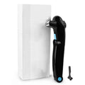 Black folding electric shaver for women with battery compartment visible