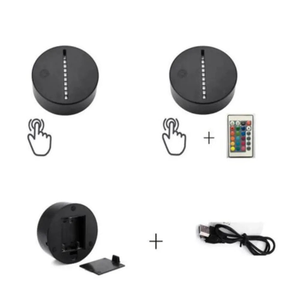 Panda 3 seven colour changing night light with touch and remote control on an ABS base.
