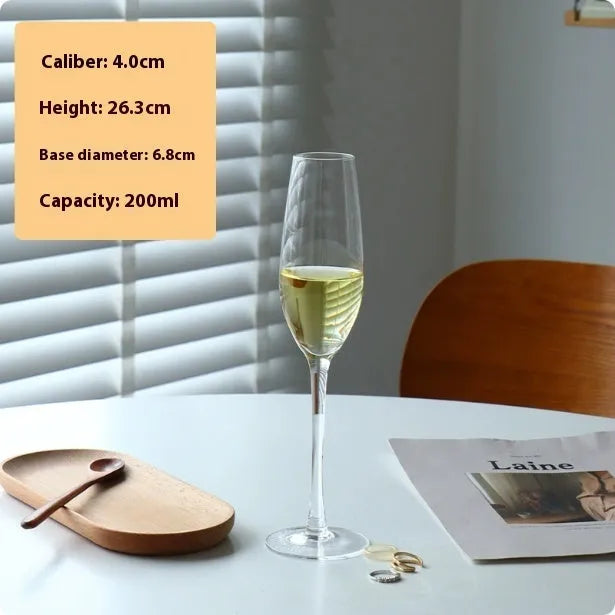 Clear crystal champagne goblet glass with tulip and flute options for wine and spirits