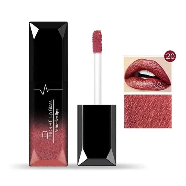 Matte liquid lipstick tube 8ml with 21 numbered shades, long-lasting and waterproof lip glaze for makeup