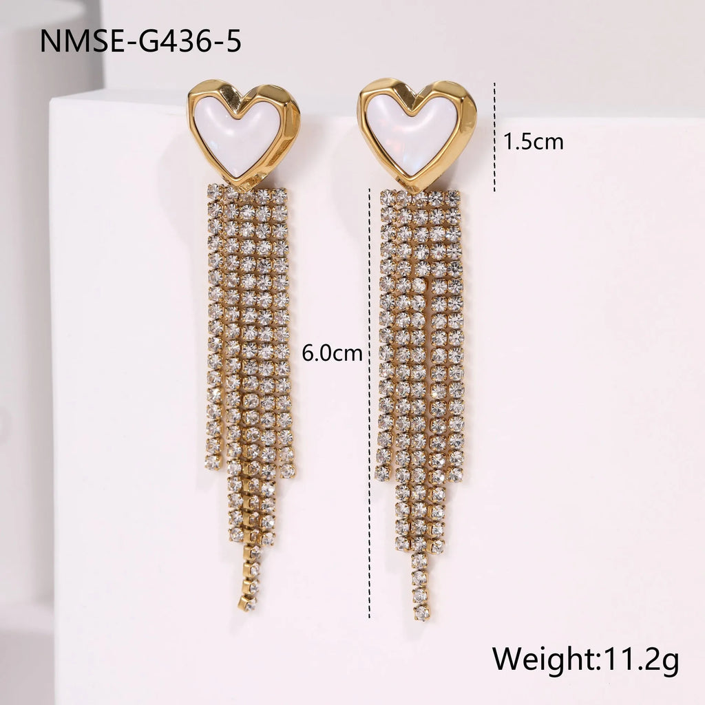 Women's stainless steel earrings with 18K gold electroplating in heart and star shapes