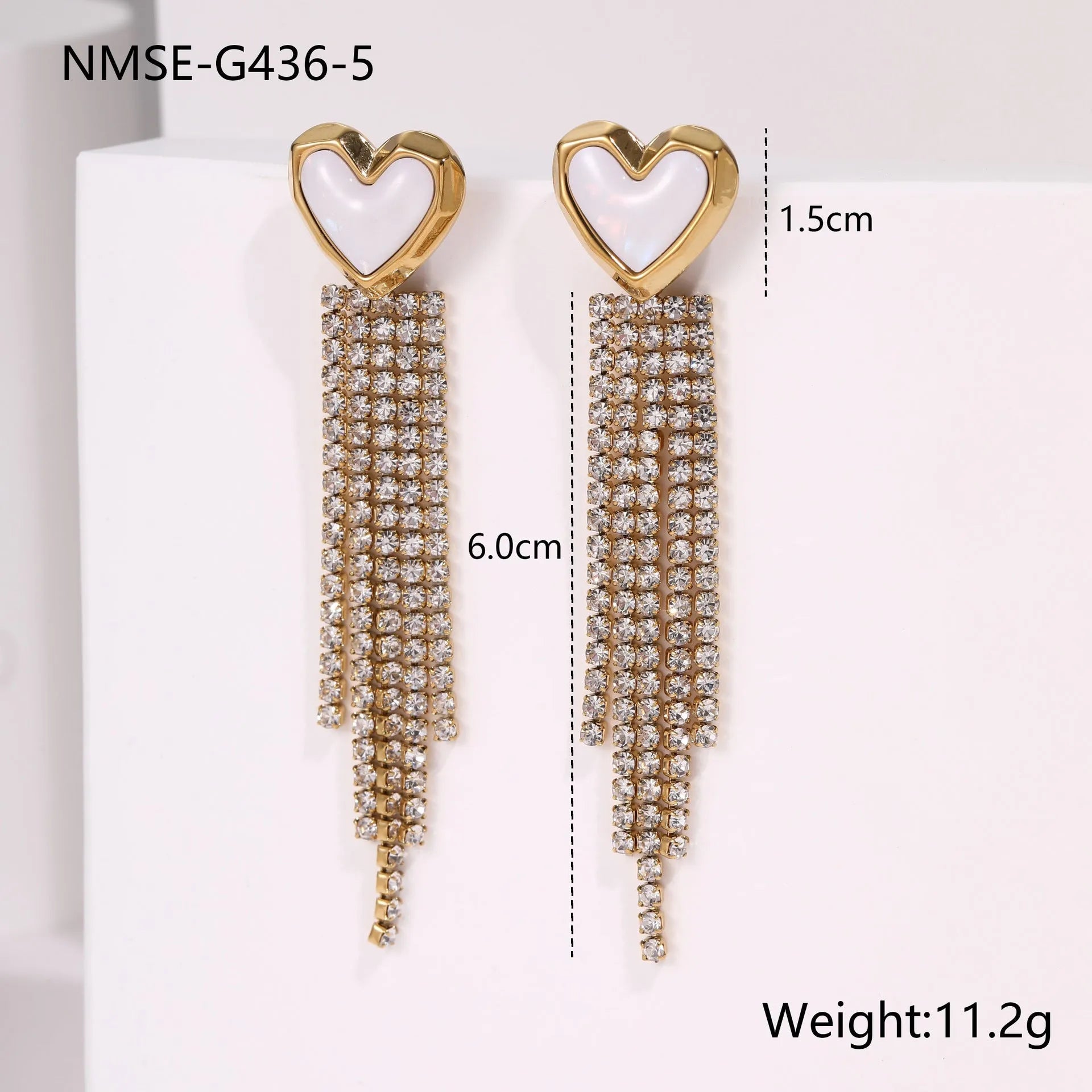 Women's stainless steel earrings with 18K gold electroplating in heart and star shapes