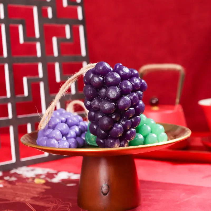 Purple and green grape handmade soap bars with grape cluster design weighing 80g