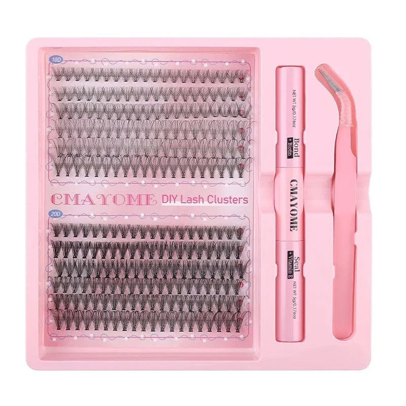 DIY single cluster individual false eyelashes set with natural thick mixed split type style