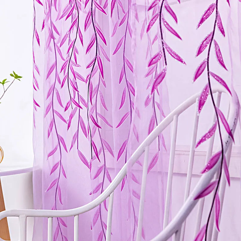 Willow wicker print rod pocket polyester curtain panel, 100cm x 270cm, for living room or balcony