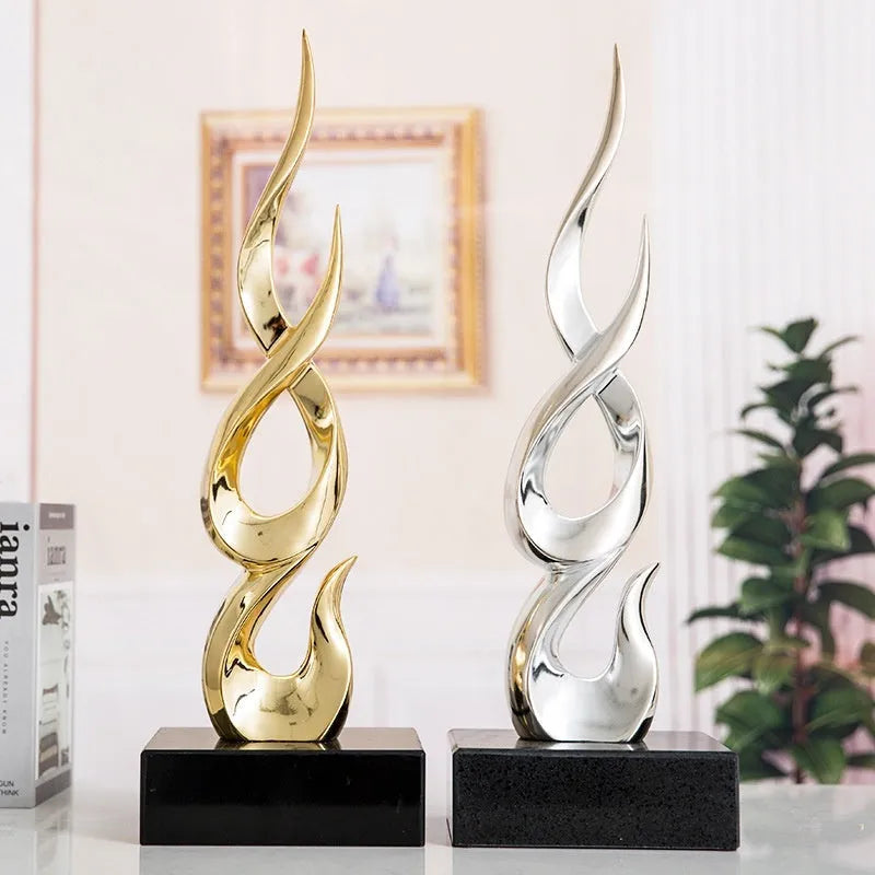 Modern festival high-rise decoration craft in bright gold and elegant silver resin for event centrepieces