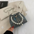 Fashion light diamond shoulder bag in western style with chain strap and bucket shape for daily matching