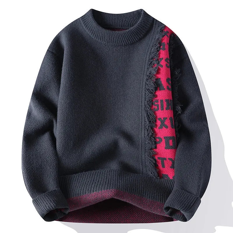 Men's loose fit knitted pullover jumper with ribbed hemline in multiple colour options