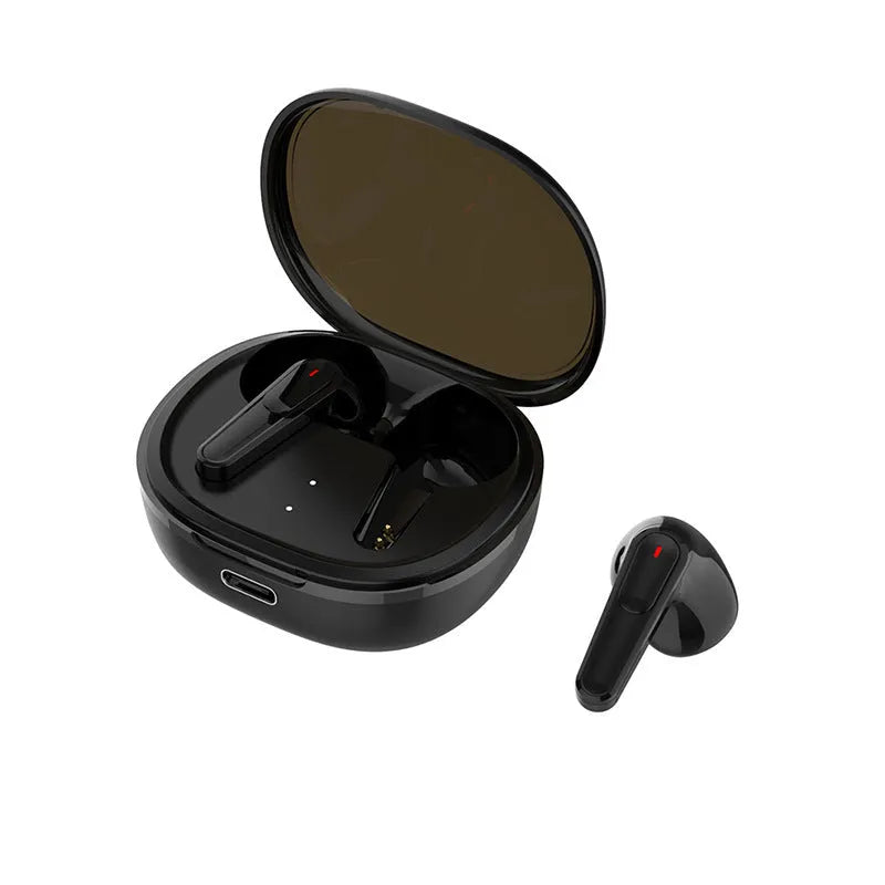 Black PRO30 in-ear Bluetooth headset with noise reduction on a dark background.