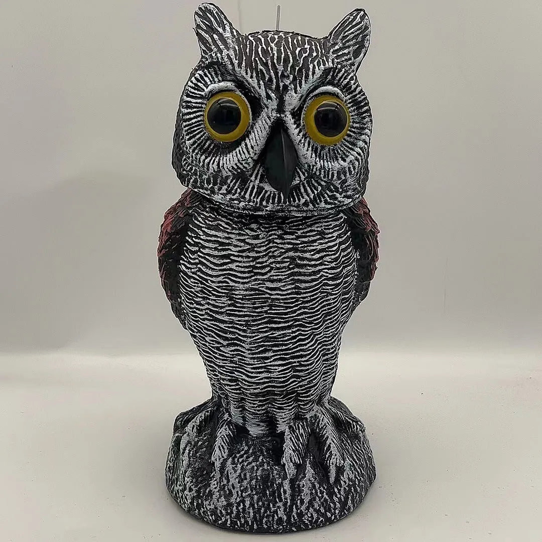 Artificial owl scarecrow bird deterrent ornament made from PE material with realistic casting details