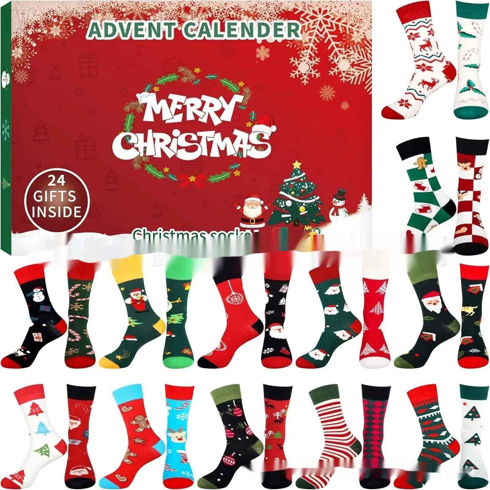 Christmas socks blind box with resin mini stockings in seven different style variations for holiday decoration