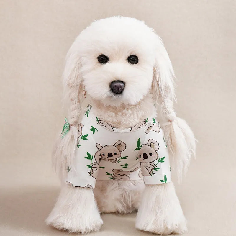 Printed casual polyester t-shirt for a small dog, showing one of six available colour designs.