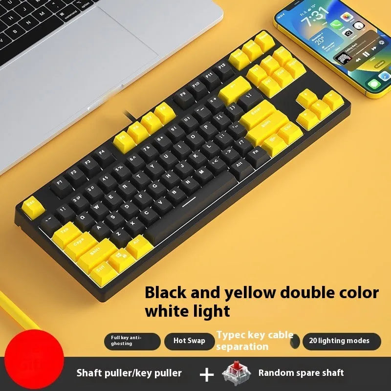 87-key mechanical keyboard with colourful keys on black or white metal chassis