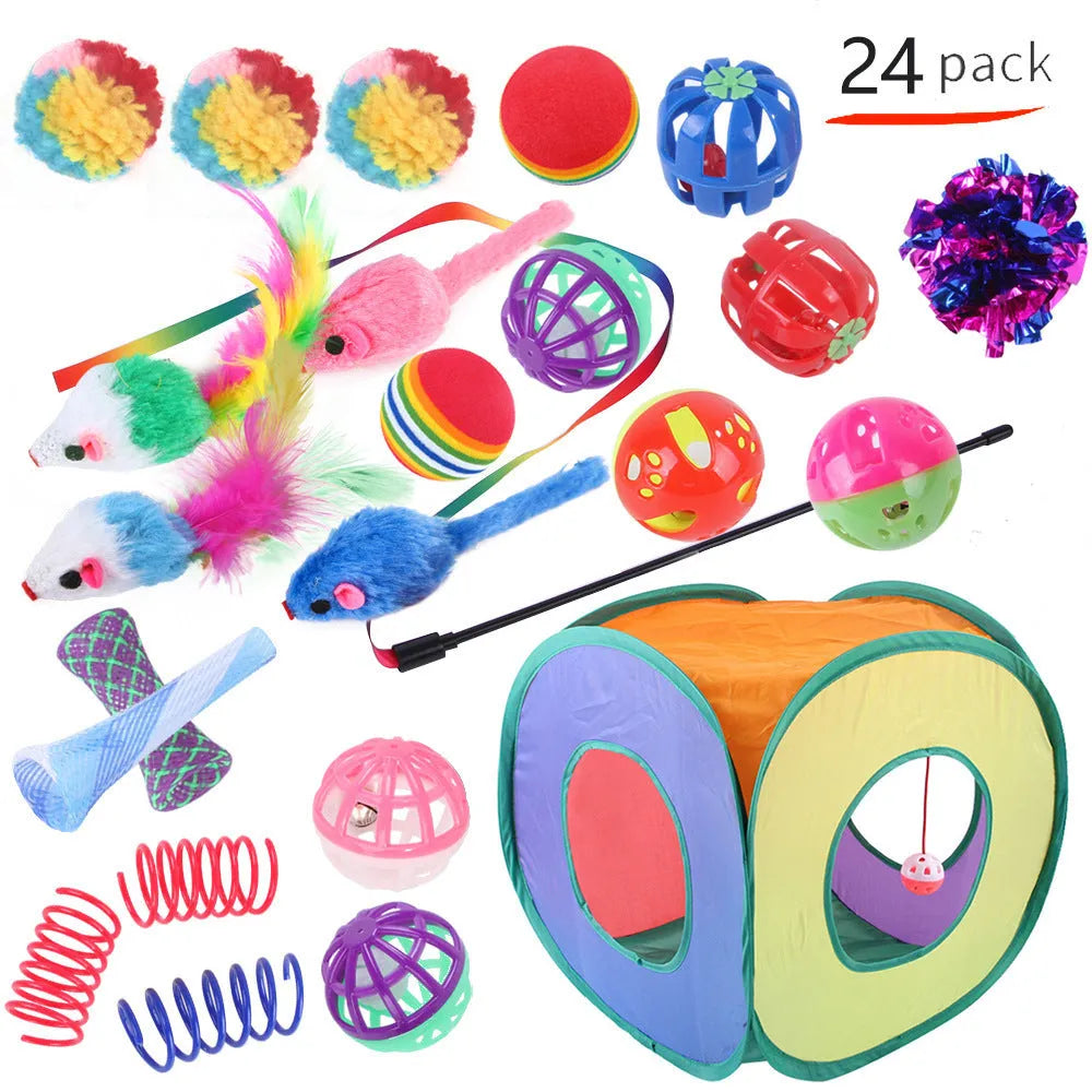 Plastic cat channel tunnel toy in various colours for indoor pet play