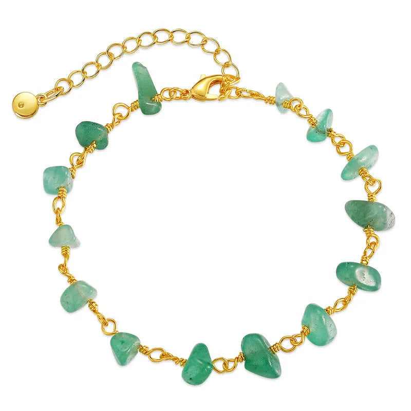 Women's turquoise bracelet with irregular natural gravel stones in 18K copper geometric setting