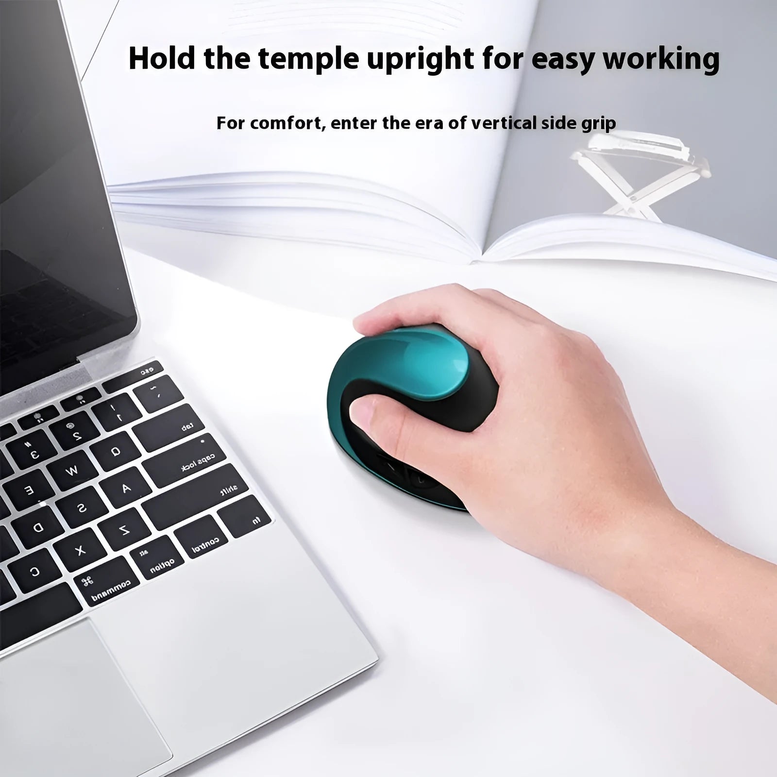 Vertical ergonomic computer mouse with wireless charging in multiple colour options measuring 103x60x73mm