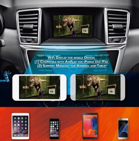 Black car mirror link box with Wi-Fi AV conversion for smartphone and tablet car connectivity