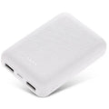 Black and white 10,000mAh ultra-thin power bank with multiple USB ports