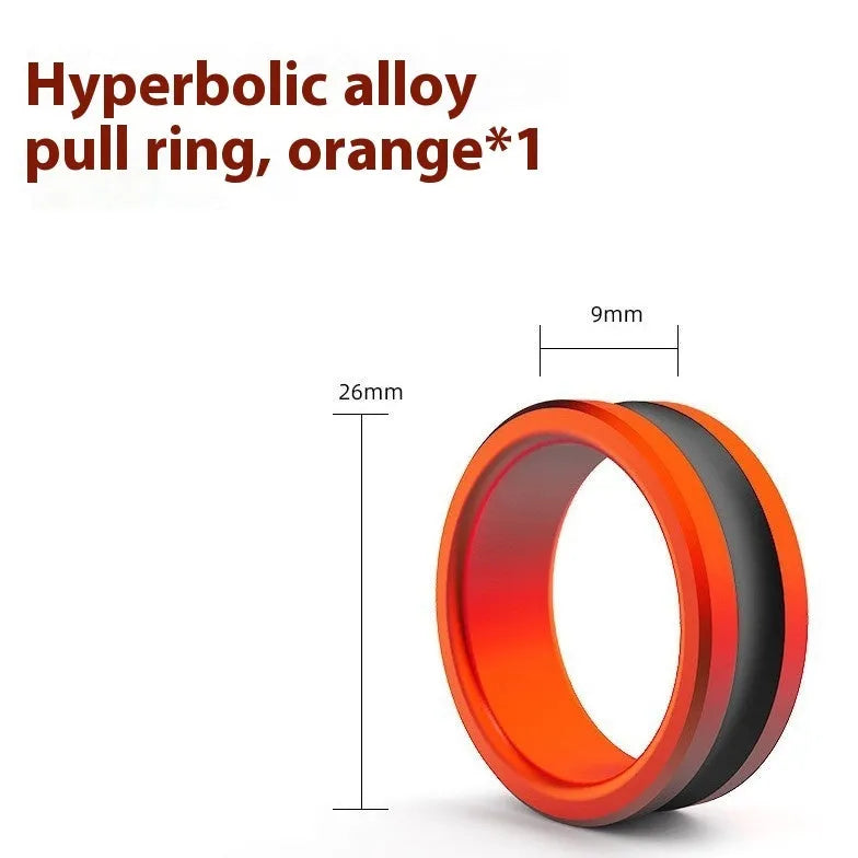 Orange and silver alloy fishing hand guard pull ring tool with non-slip grip