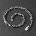 Men's antique silver titanium steel keel chain necklace with large hemp flower links.