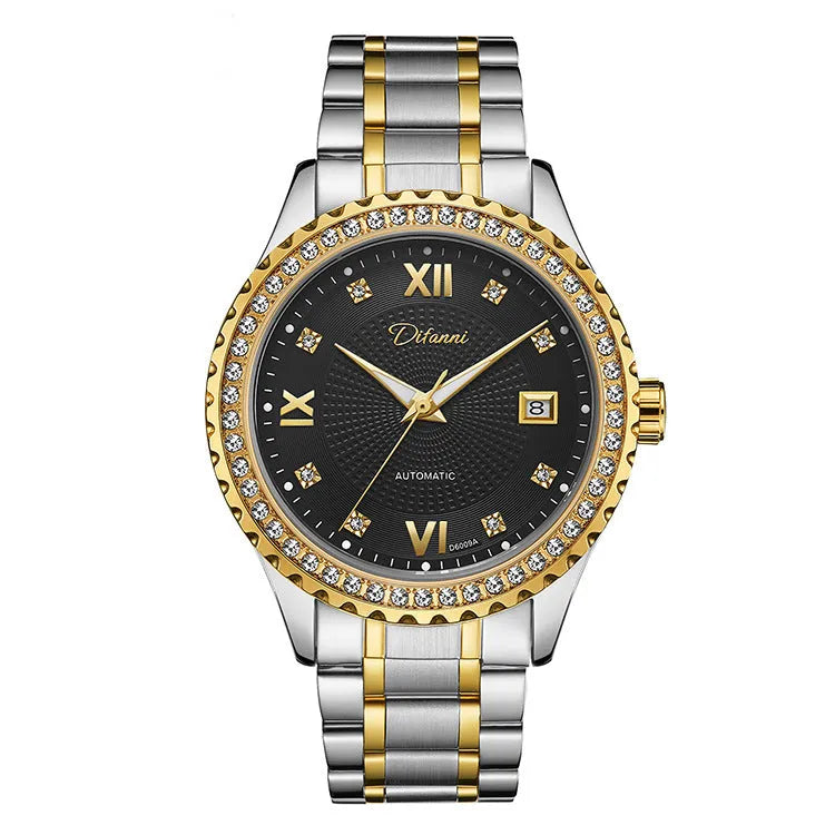 Fashionmonger men's waterproof automatic mechanical watch with luminous dial in gold and silver case options