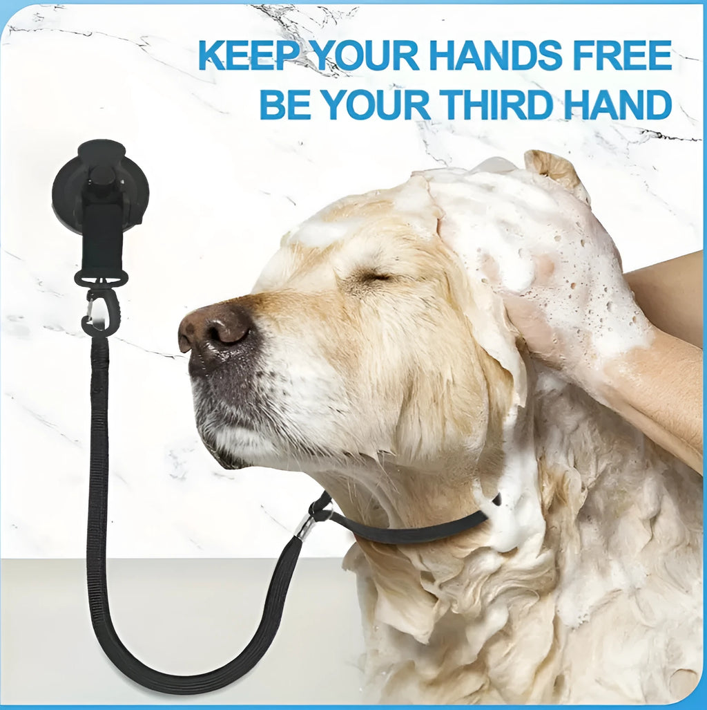 Pet bathing fixed artifact with suction cup handcuffs in black or blue colour options