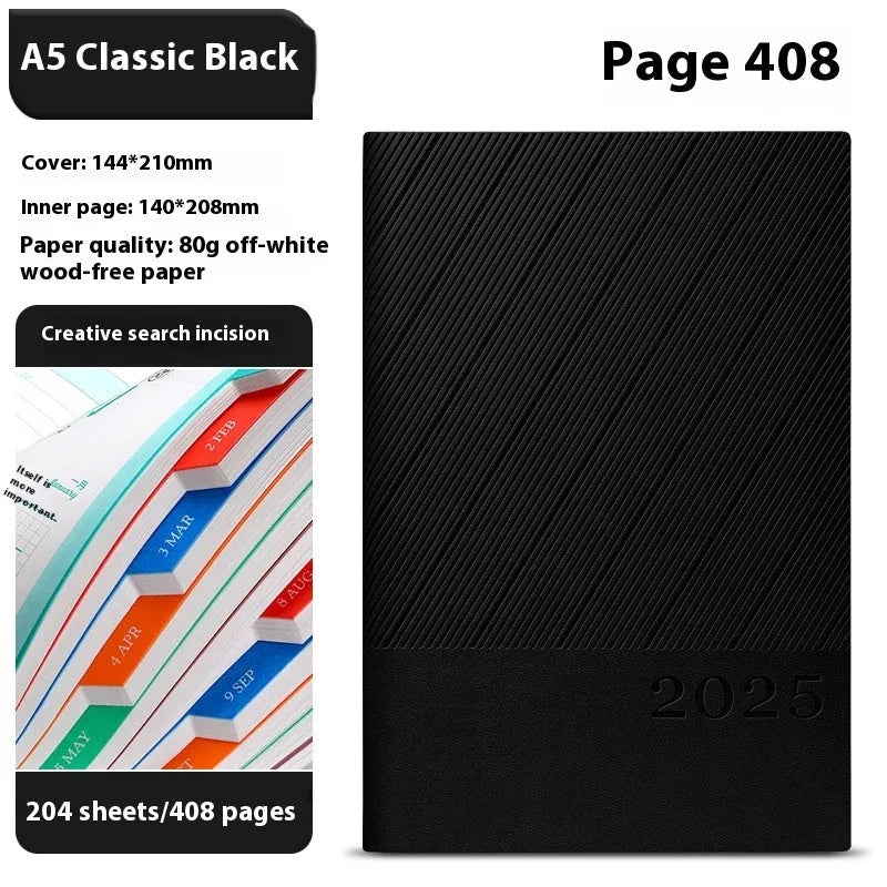 A4 office notepad with striped PU leather cover showing eight colour options