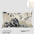 Antique blue decorative cushion with abstract floral pattern, shown in square and waist pillow sizes.