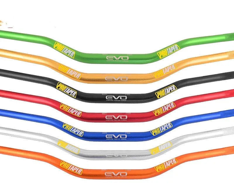 Orange anodised aluminium motorcycle handlebar for scrambling bikes, 80cm wide with 28mm clamp.