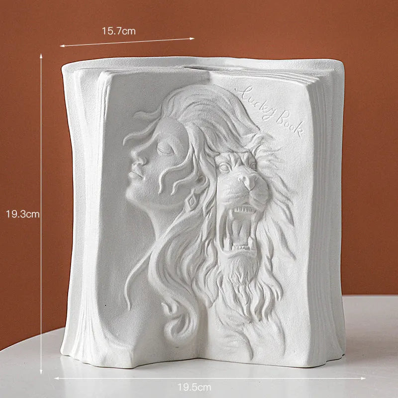 Glazed ceramic book stand ornament in modern simplicity style for desktop storage and office decoration