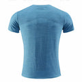 Men's short sleeve basketball T-shirt in polyester spandex, shown in red, on a mannequin.