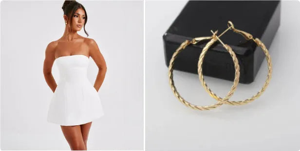 Solid colour backless tube dress with short A-line skirt on a hanger.