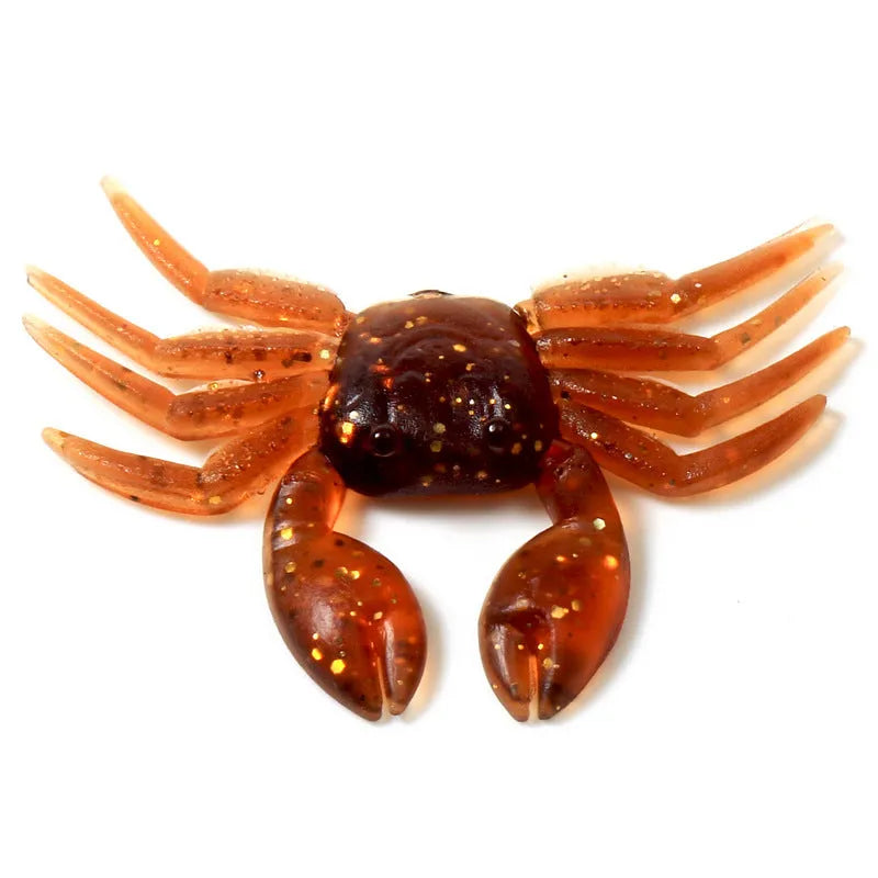 8CM PVC artificial crab lure body in red and brown colours for fishing