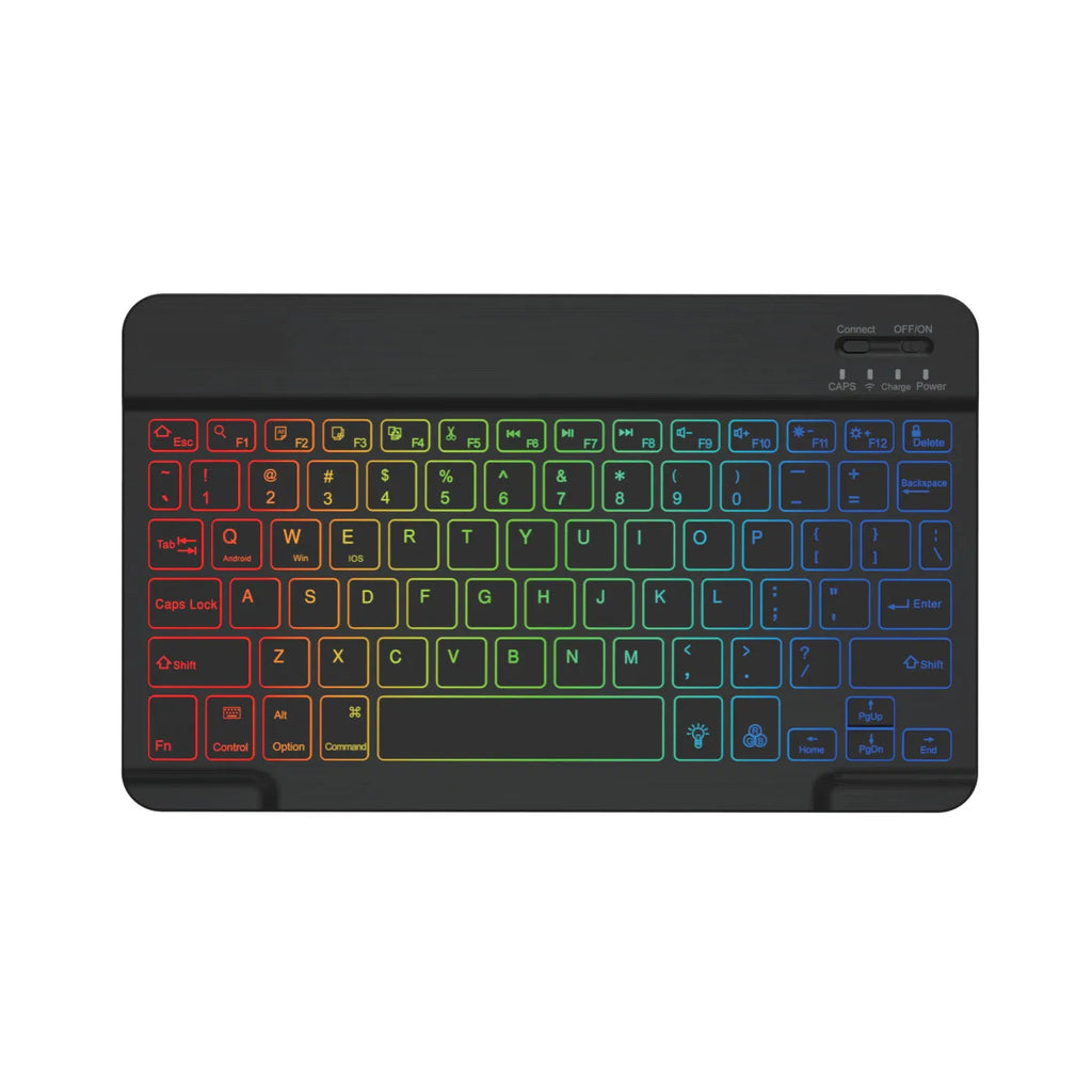 10-inch backlit Bluetooth wireless keyboard for tablets and mobile phones in various colour options