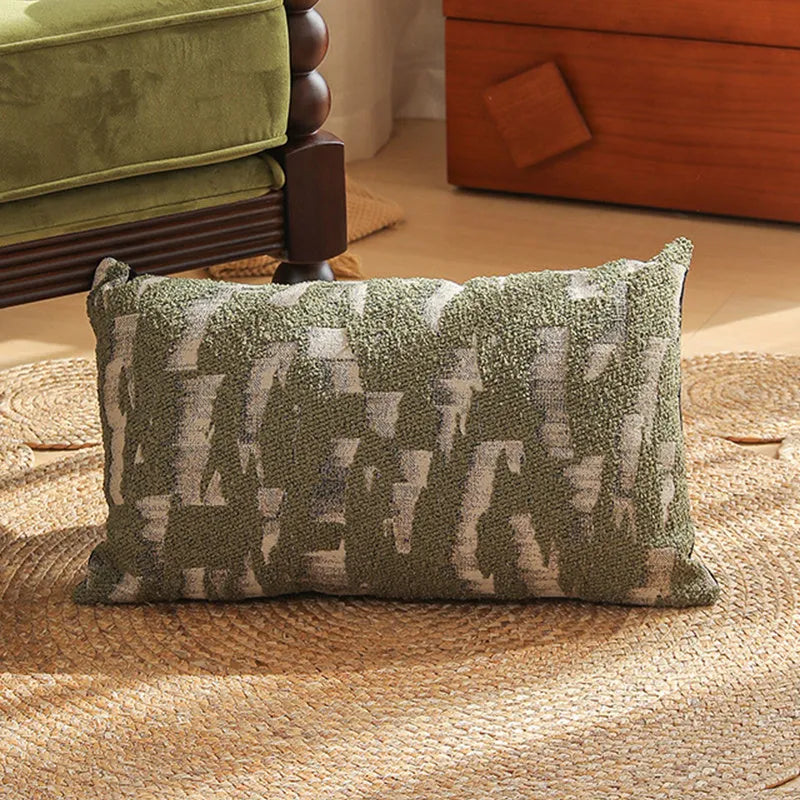 Yarn-dyed Jacquard sofa pillow cover with plant and flower pattern in a 45x45cm square.