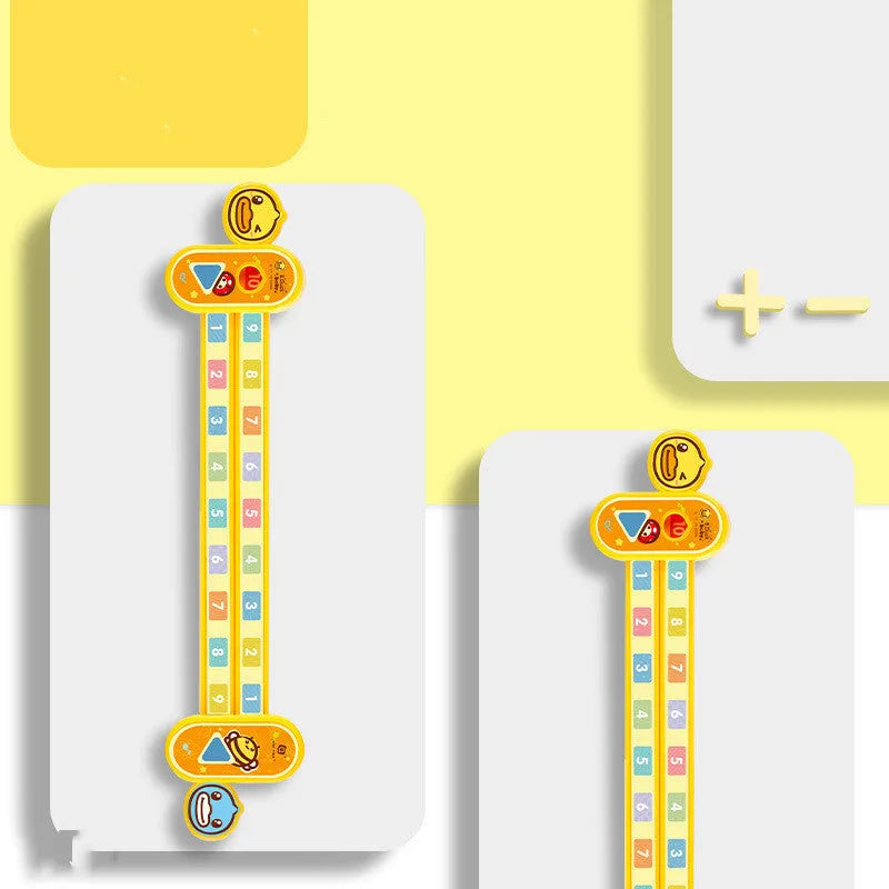 Yellow plastic cartoon digital resolution ruler for children, 24.5cm long.