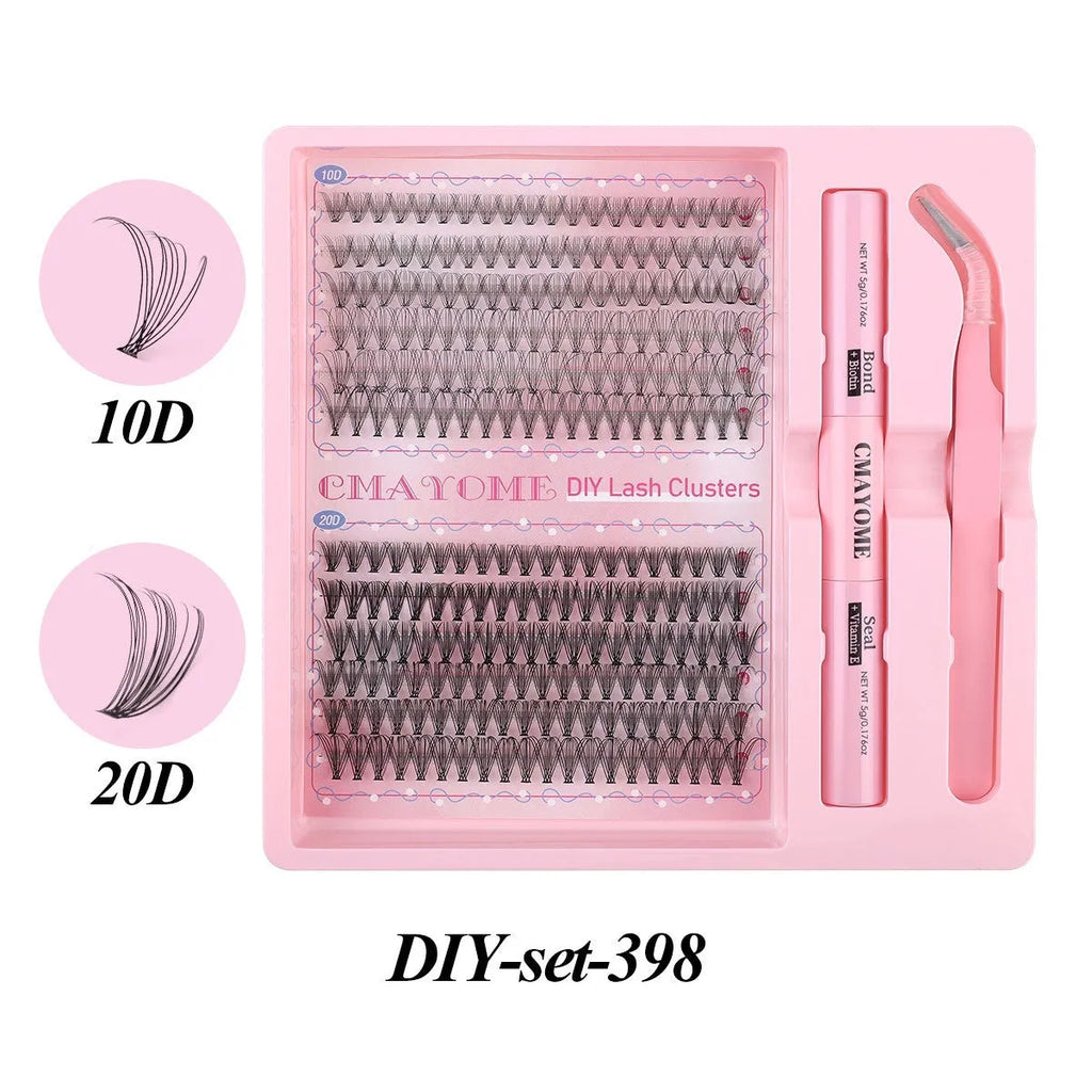 DIY single cluster individual false eyelashes set with natural thick mixed split type style