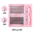 DIY single cluster individual false eyelashes set with natural thick mixed split type style