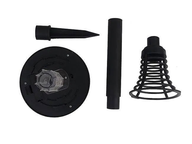 Black solar-powered mosquito lamp with white and purple LED lights for garden insect control